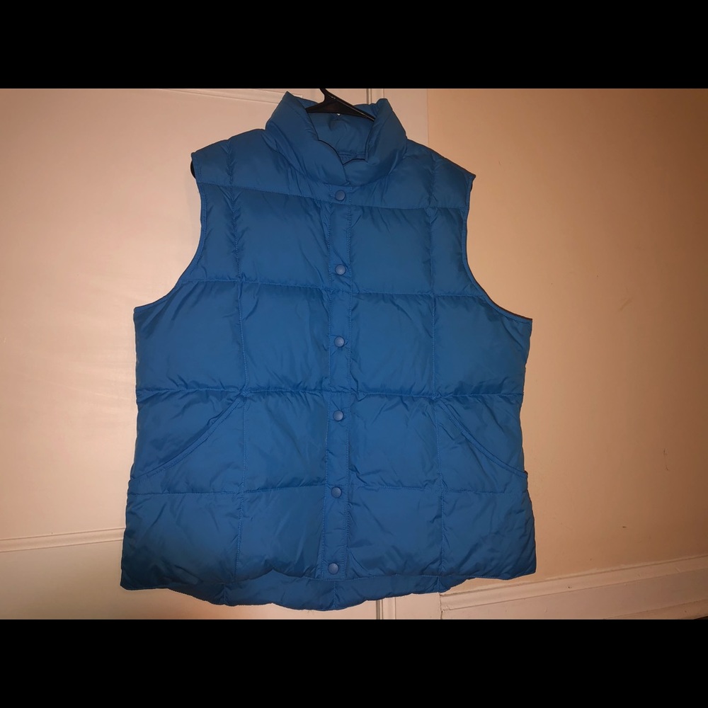 Women Blue Lands End  puffy vest size L 14-16